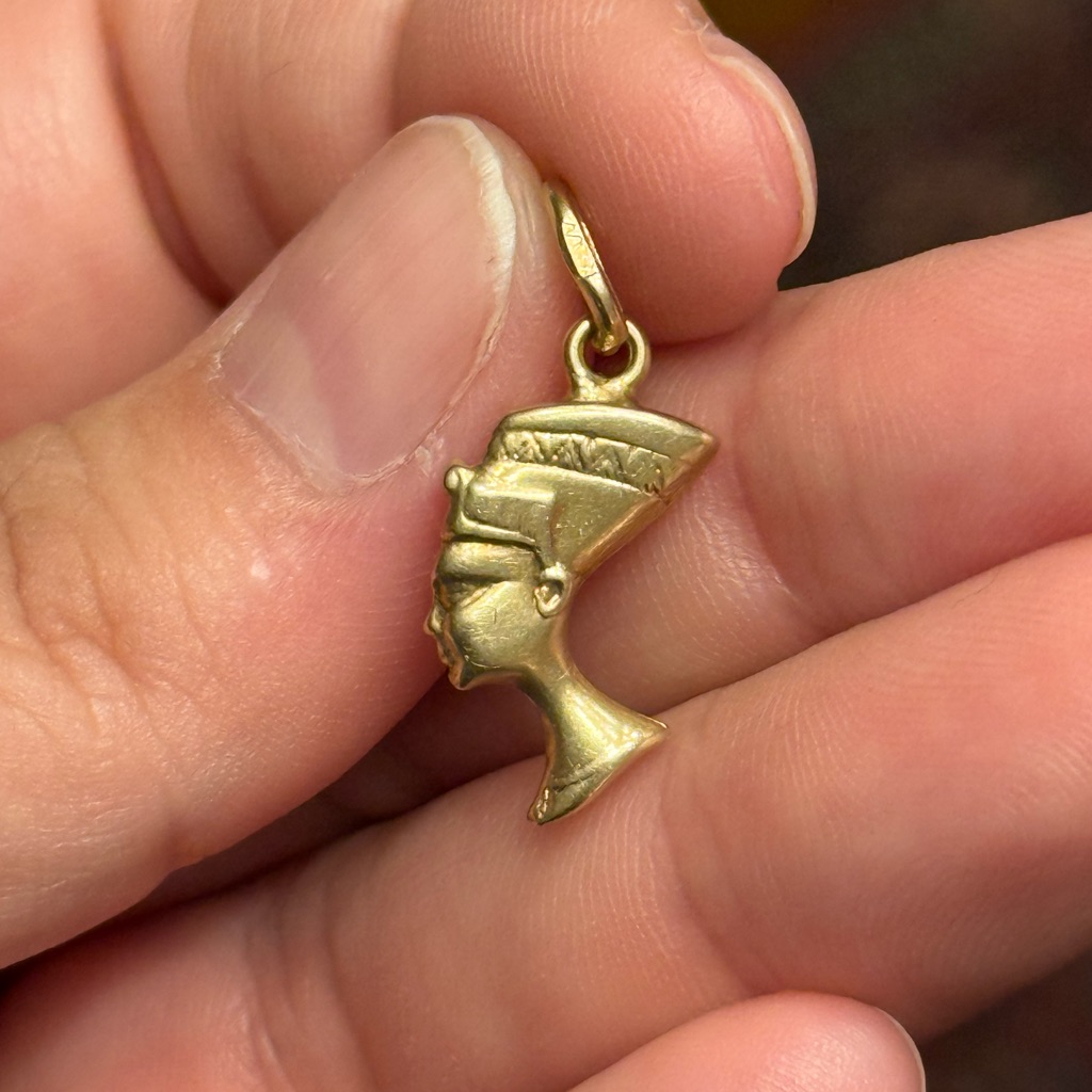 14k Puffy Yellow Gold Nefertiti Pendant Charm